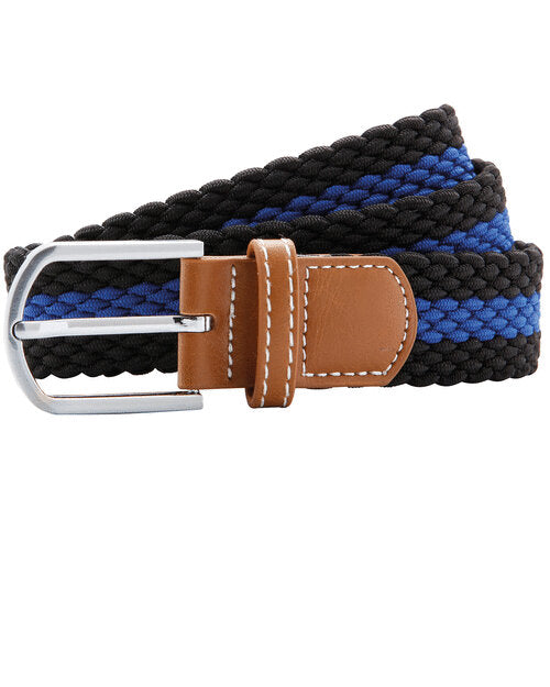 Black and royal blue striped Asquith and Fox braid stretch belt AQ901, displayed in a top-down view.