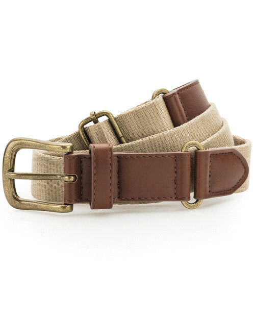 Asquith and Fox faux leather and canvas belt AQ902 in a classic khaki and brown