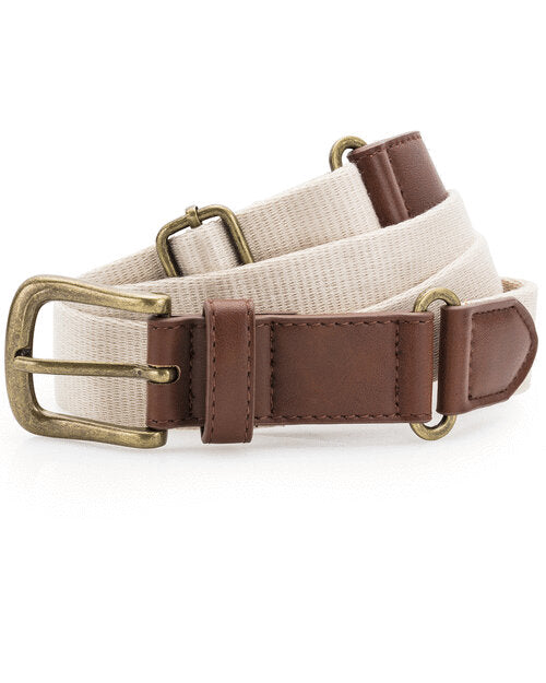 A natural-toned Asquith and Fox faux leather and canvas belt AQ902, displayed in a studio flat lay.