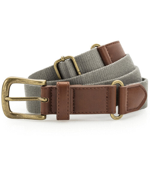 Sage green Asquith and Fox faux leather and canvas belt AQ902, showing its material and buckle detail.