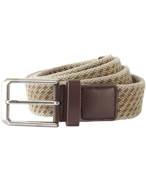 A khaki green Asquith and Fox men's vintage wash canvas belt AQ905, coiled in a flat lay.