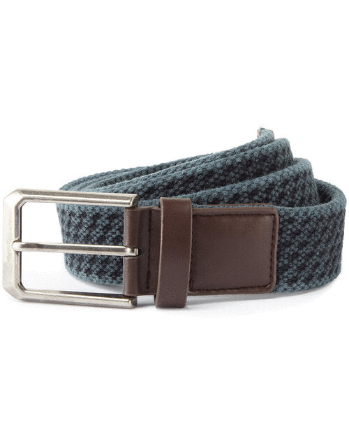 Men's vintage wash canvas belt AQ905 by Asquith and Fox in navy blue, laid flat.