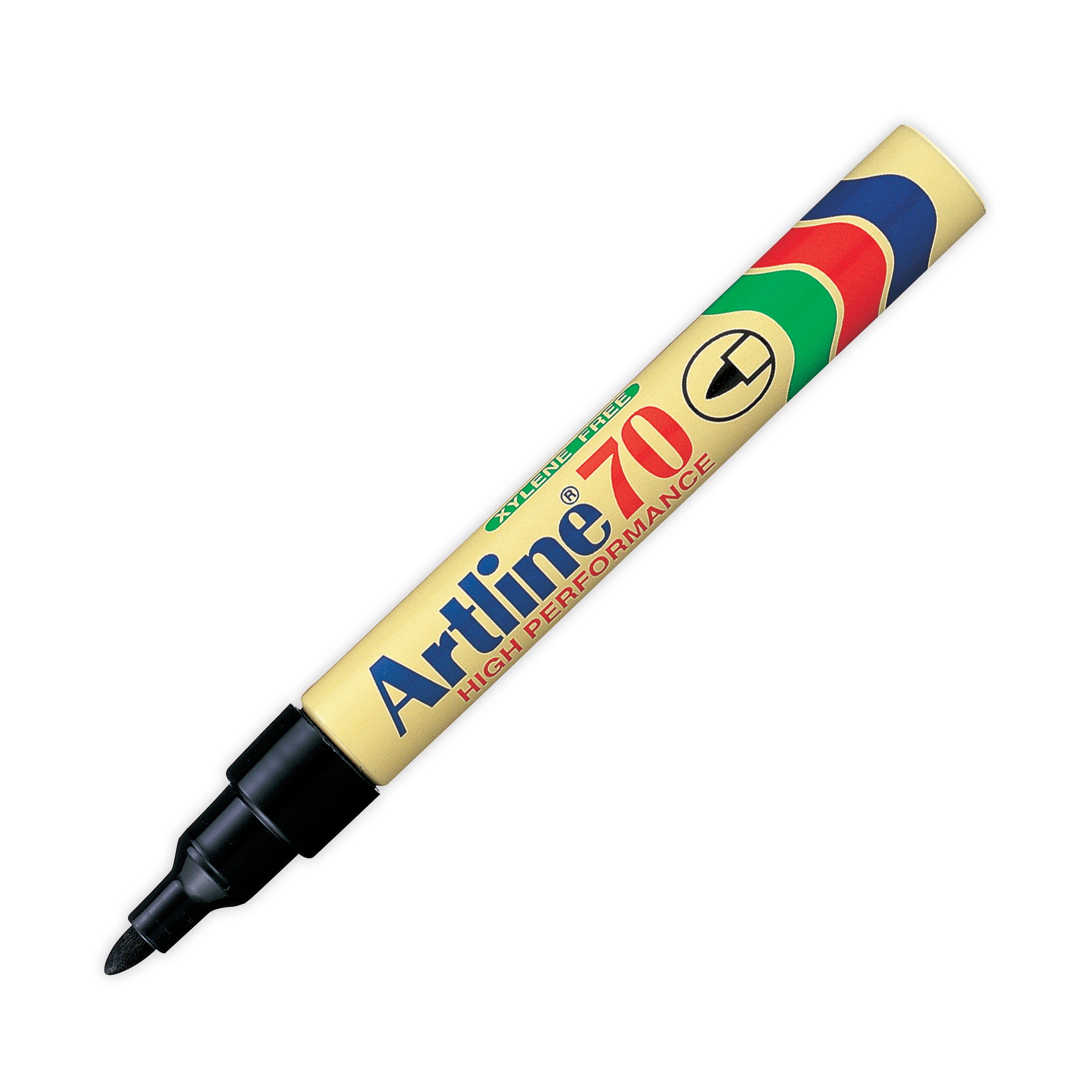 The thick, bold black line created by an Artline 70 bullet tip permanent marker.