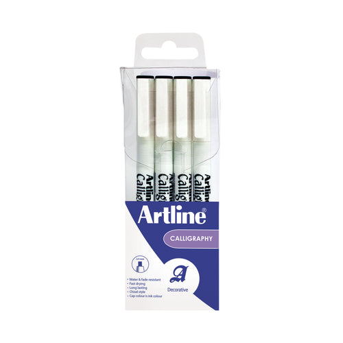 Artline Calligraphy Pen Set Assorted Width Black – (Pack of 4)