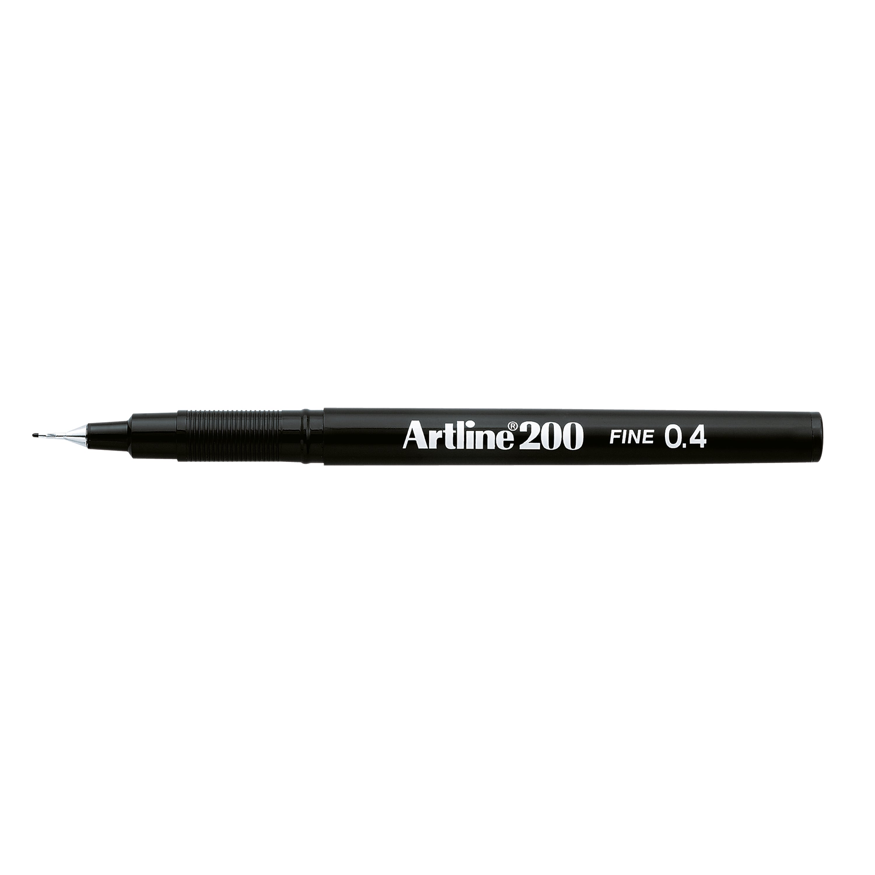 A full box of 12 Artline 200 fine fineliner pens with black ink.