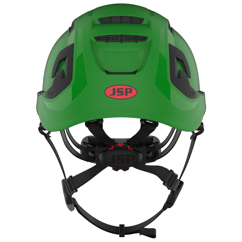 JSP EVO ALTA Baseworker Safety Helmet - Wheel Ratchet - Vented - Green