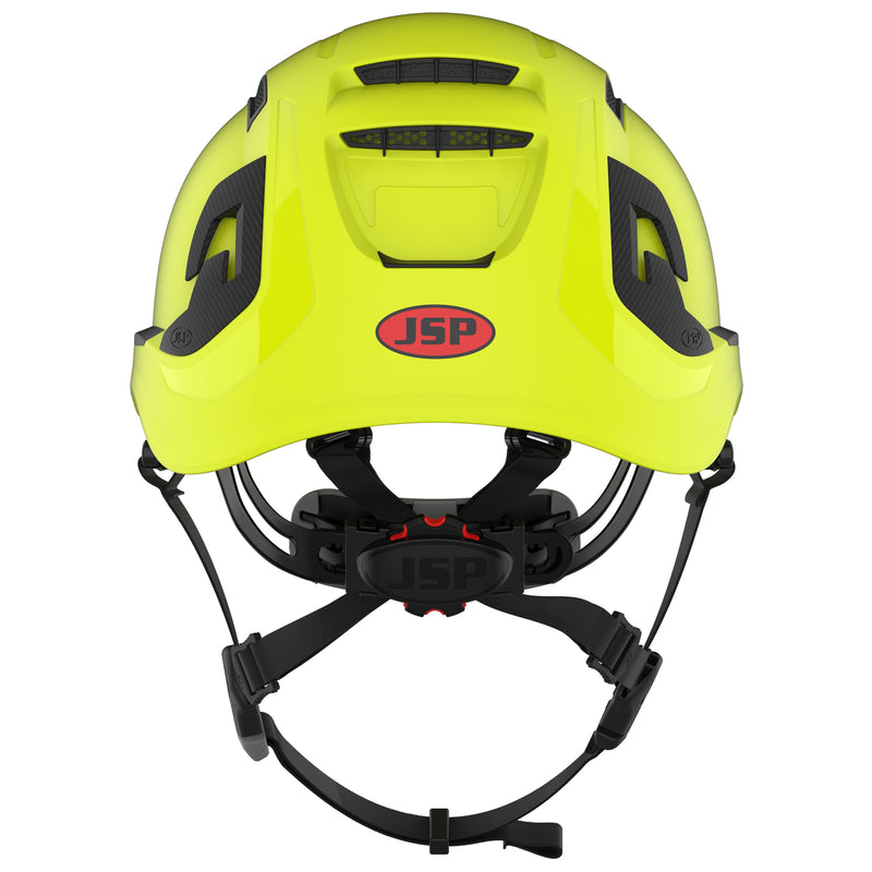 JSP EVO ALTA Baseworker Safety Helmet - Wheel Ratchet - Vented - Extra Visibility Yellow