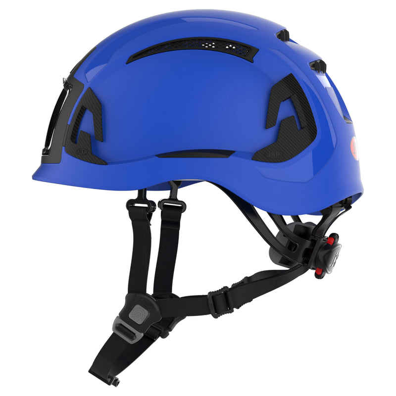 JSP EVO ALTA Baseworker Safety Helmet - Wheel Ratchet - Vented - ID Card Holder - Blue