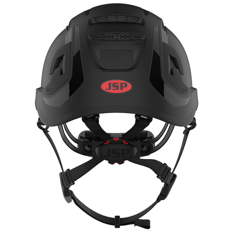 JSP EVO ALTA Baseworker Safety Helmet - Wheel Ratchet - Vented - ID Card Holder - Black