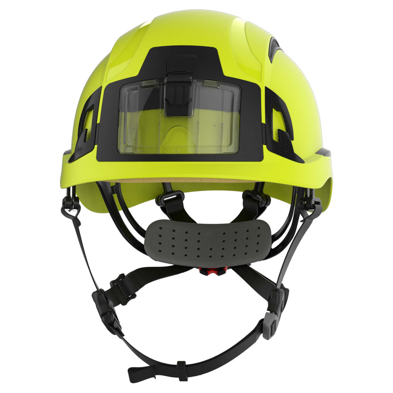 JSP EVO ALTA Baseworker Safety Helmet - Wheel Ratchet - Vented - ID Card Holder - Yellow