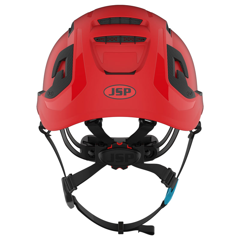 JSP EVO ALTA Skyworker Safety Helmet - Wheel Ratchet - Vented - Red