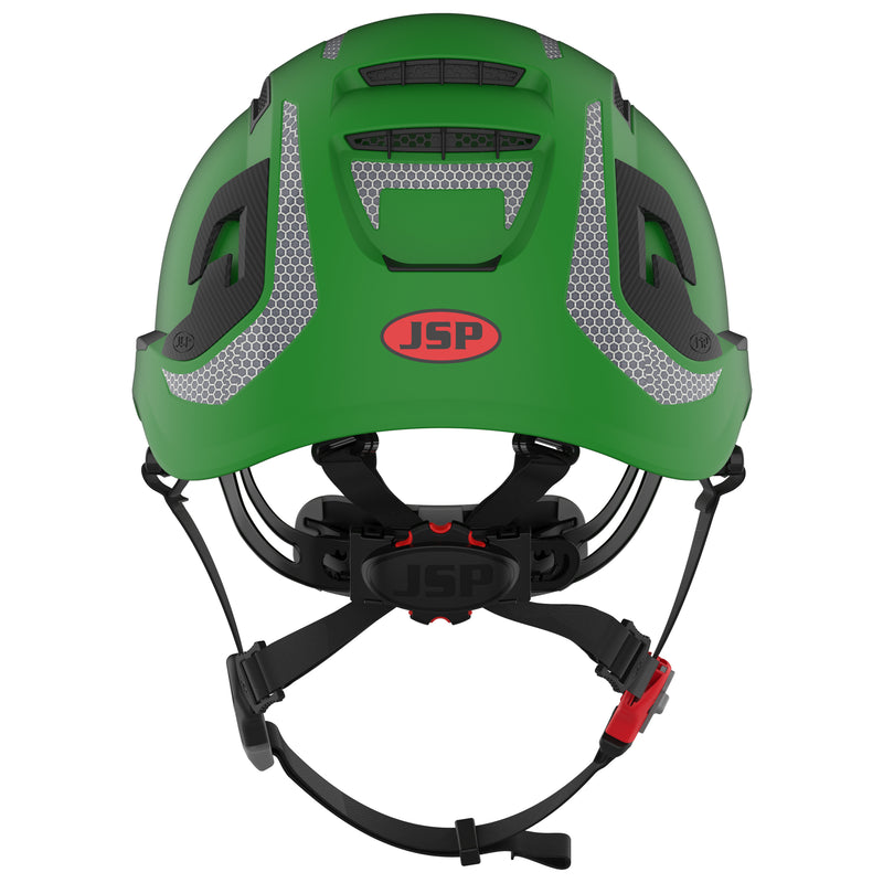JSP EVO ALTA Dualswitch Safety Helmet - Wheel Ratchet - Vented - Green - CR2