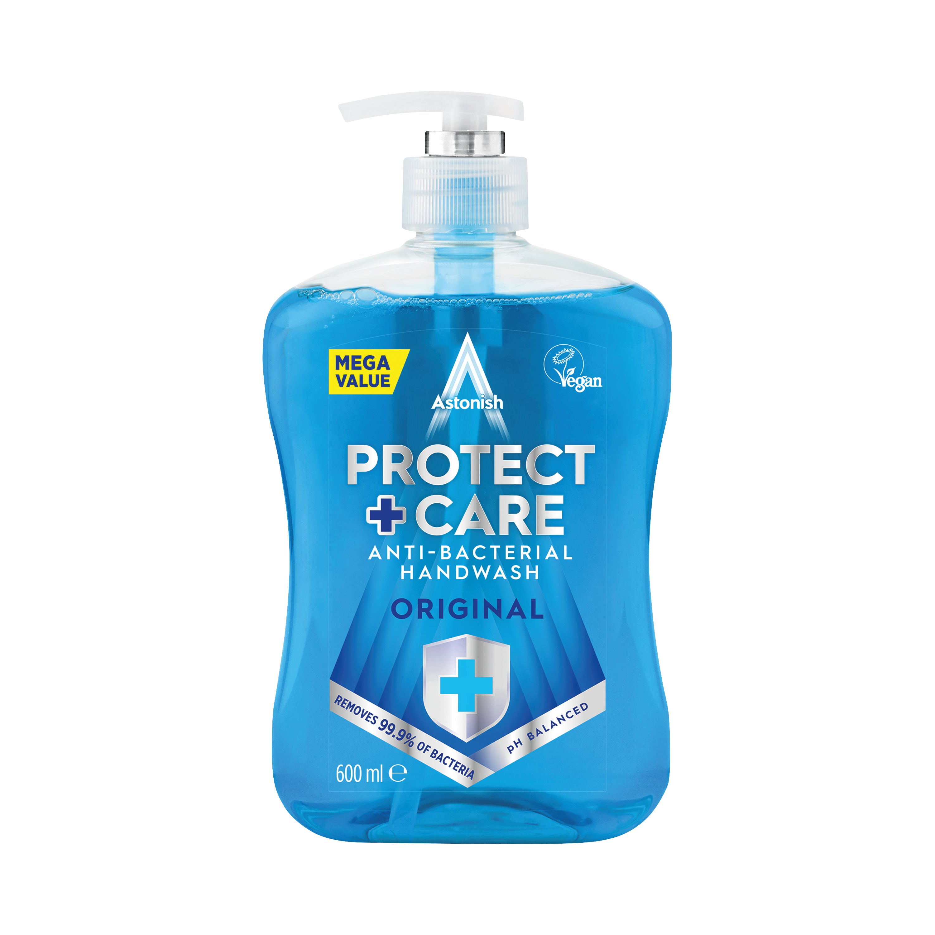 Bulk pack of 12 Astonish Clean & Protect Antibacterial Handwash pump bottles, each containing 600ml.