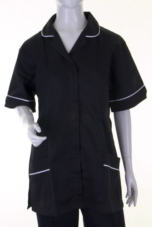 Poly-Cotton Workwear Ladies Tunic Blk/Wht 100Cm  16