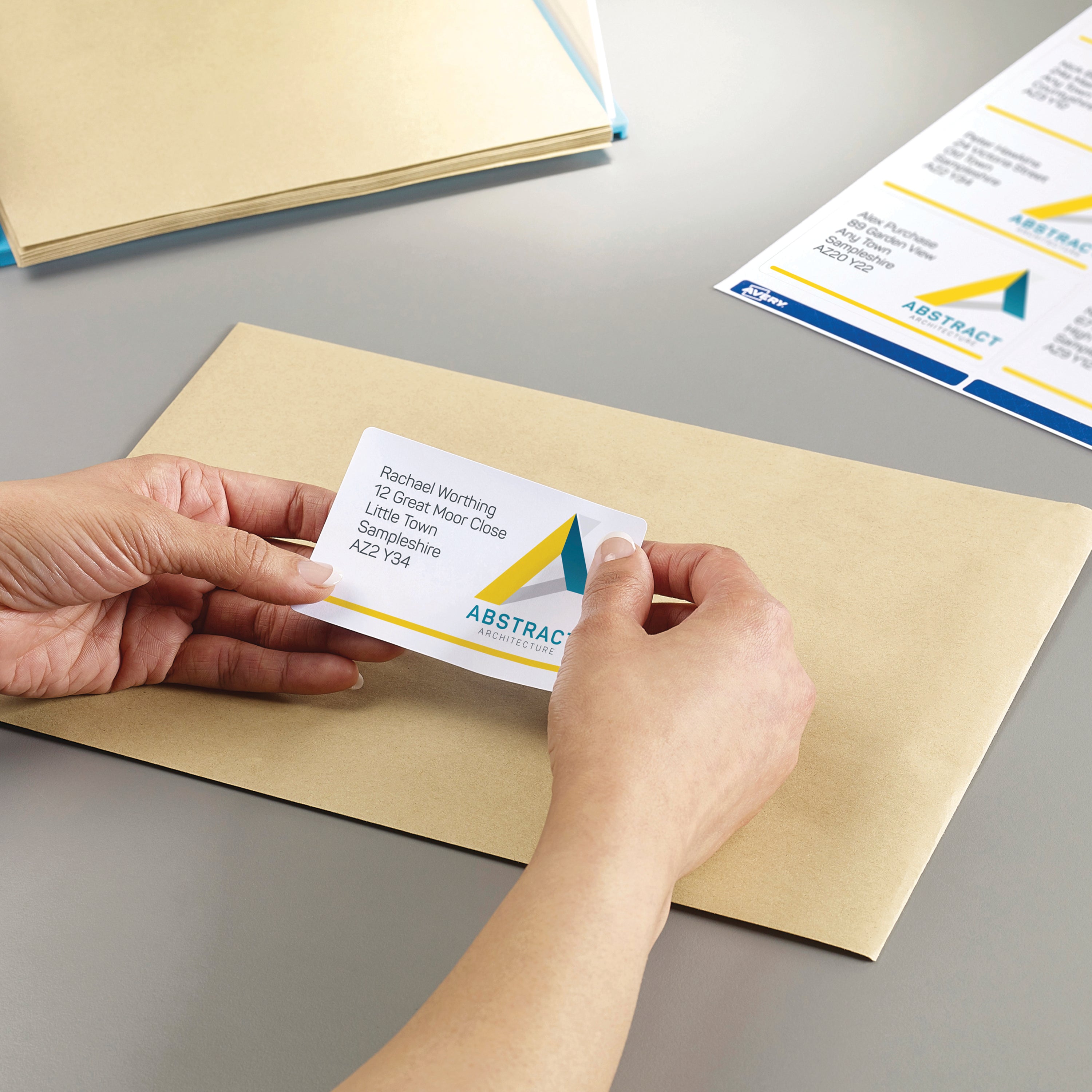 Avery L7165 labels used for clear, professional labeling on storage bins.