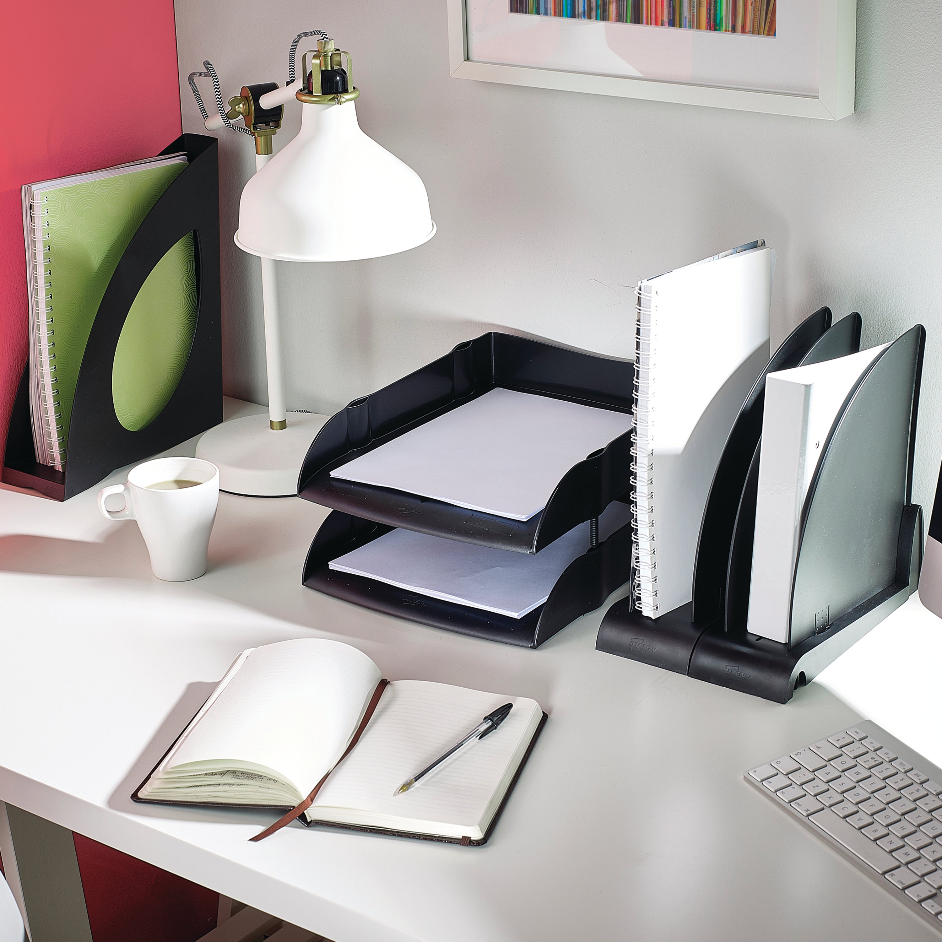 A stackable, eco-friendly Avery letter tray for desk organization.