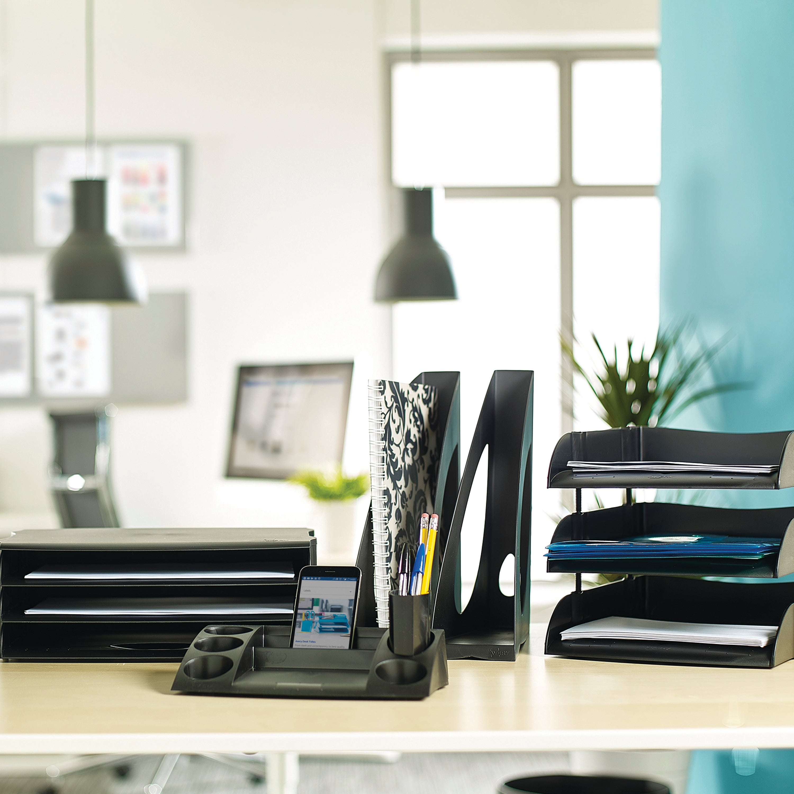 The eco-friendly desk tidy with various slots for office essentials.