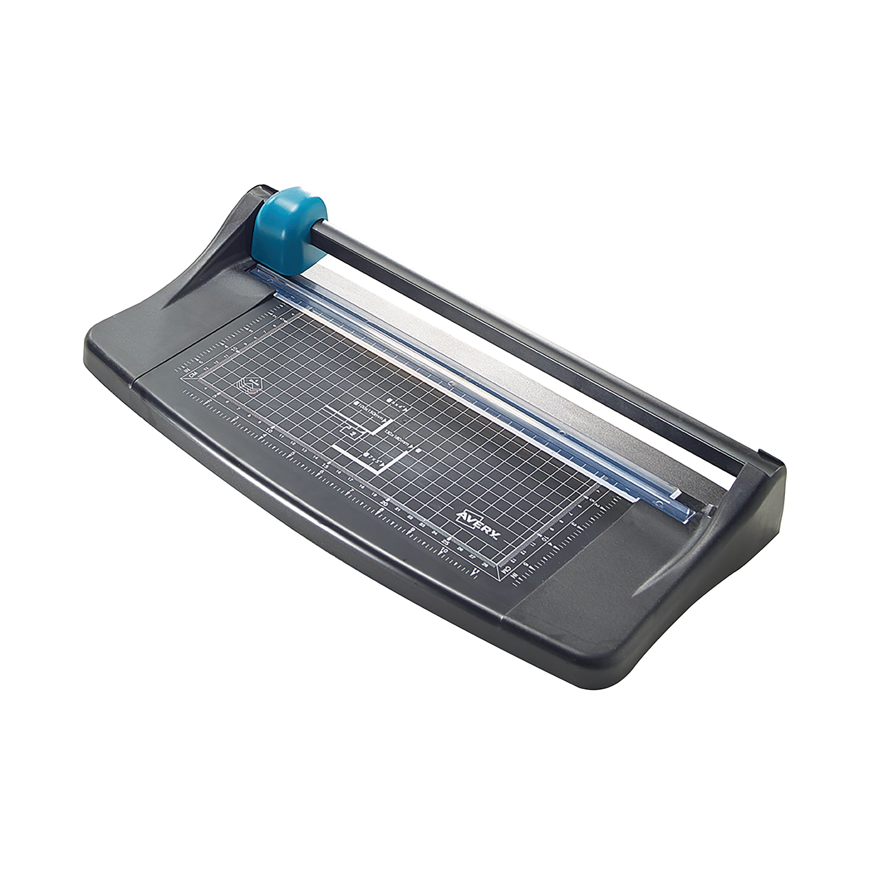 Avery TR002 A4 compact photo and paper trimmer in black and red.