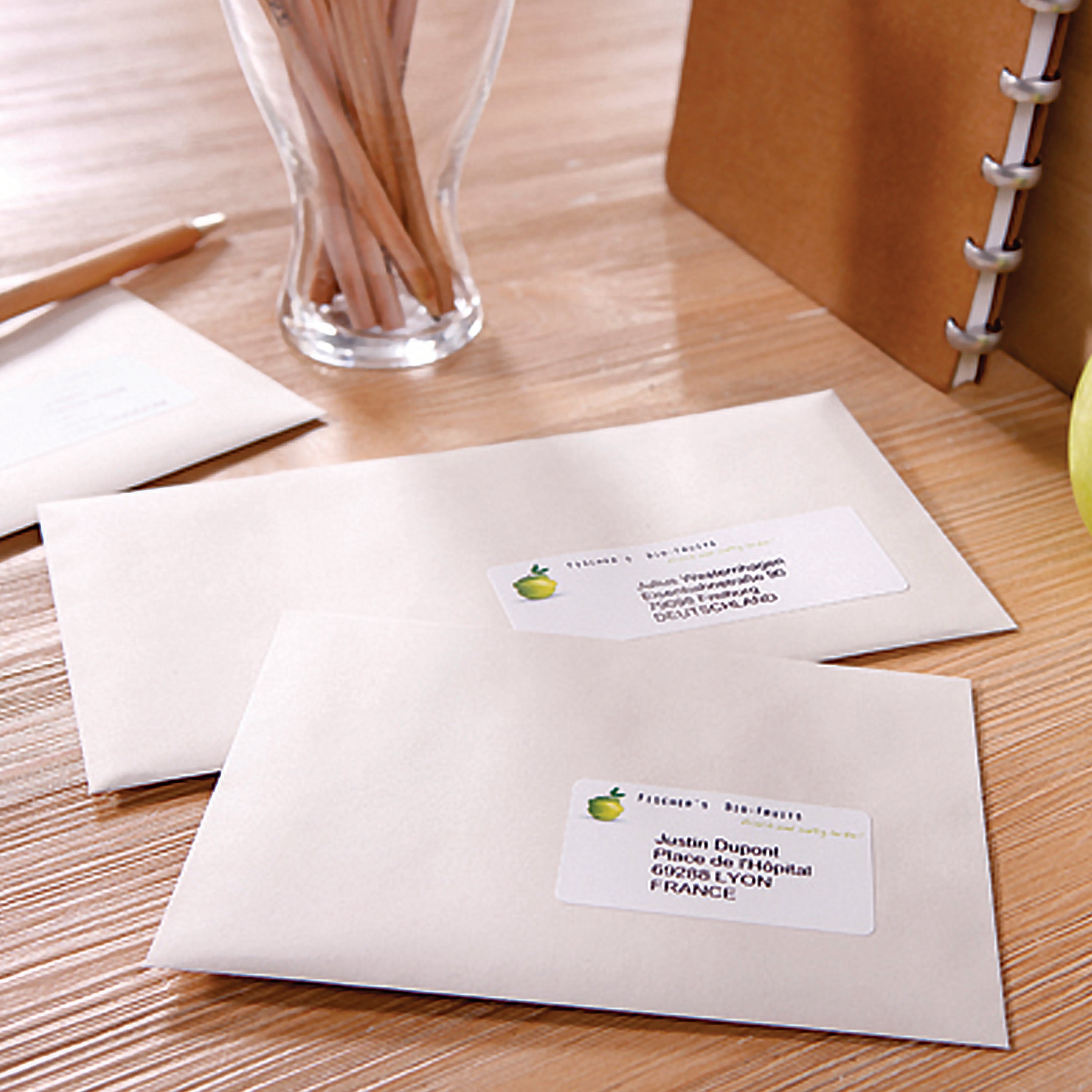 An Avery LR7163 recycled label used for shipping on a cardboard box.