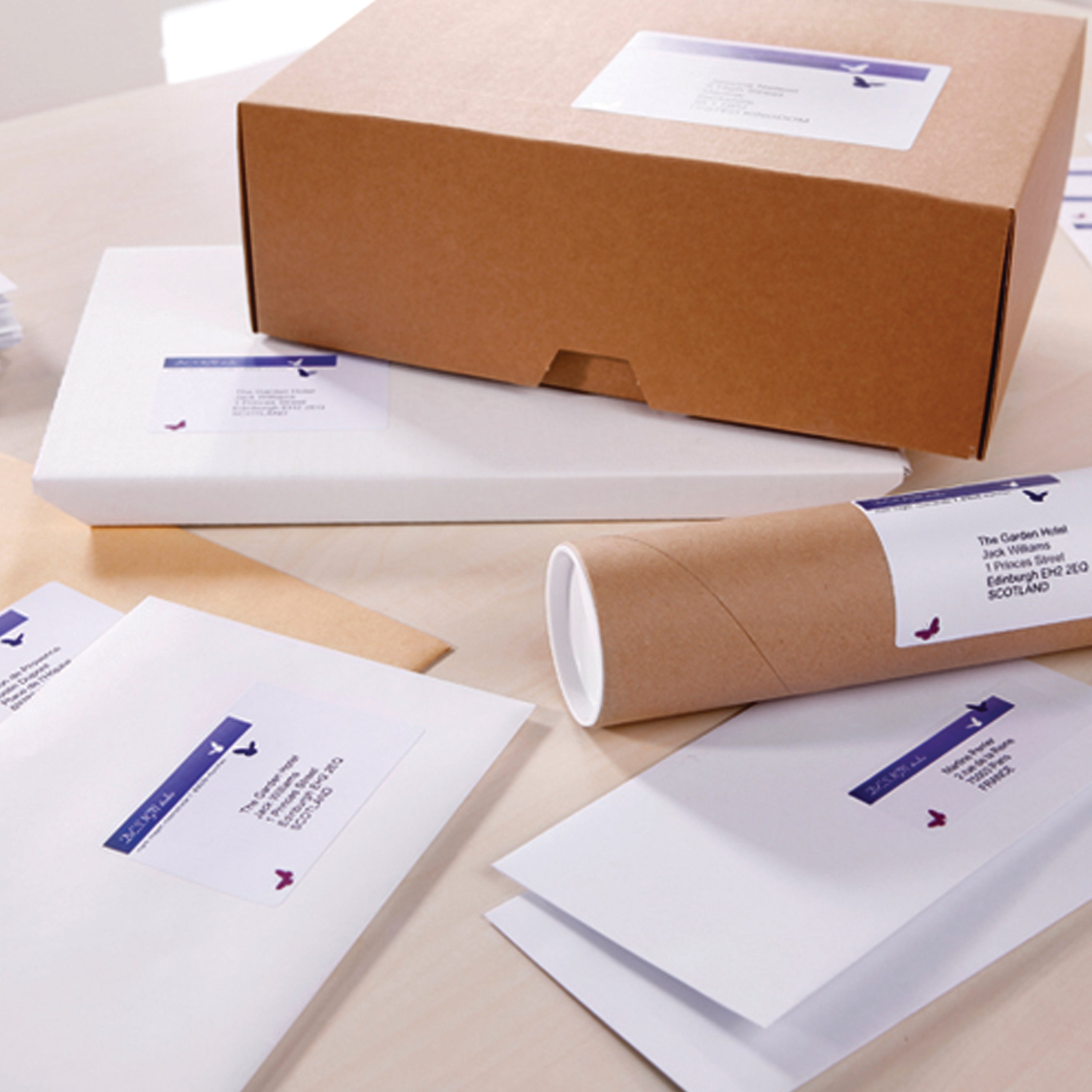 An Avery LR7167 recycled label used for large, clear parcel addressing.