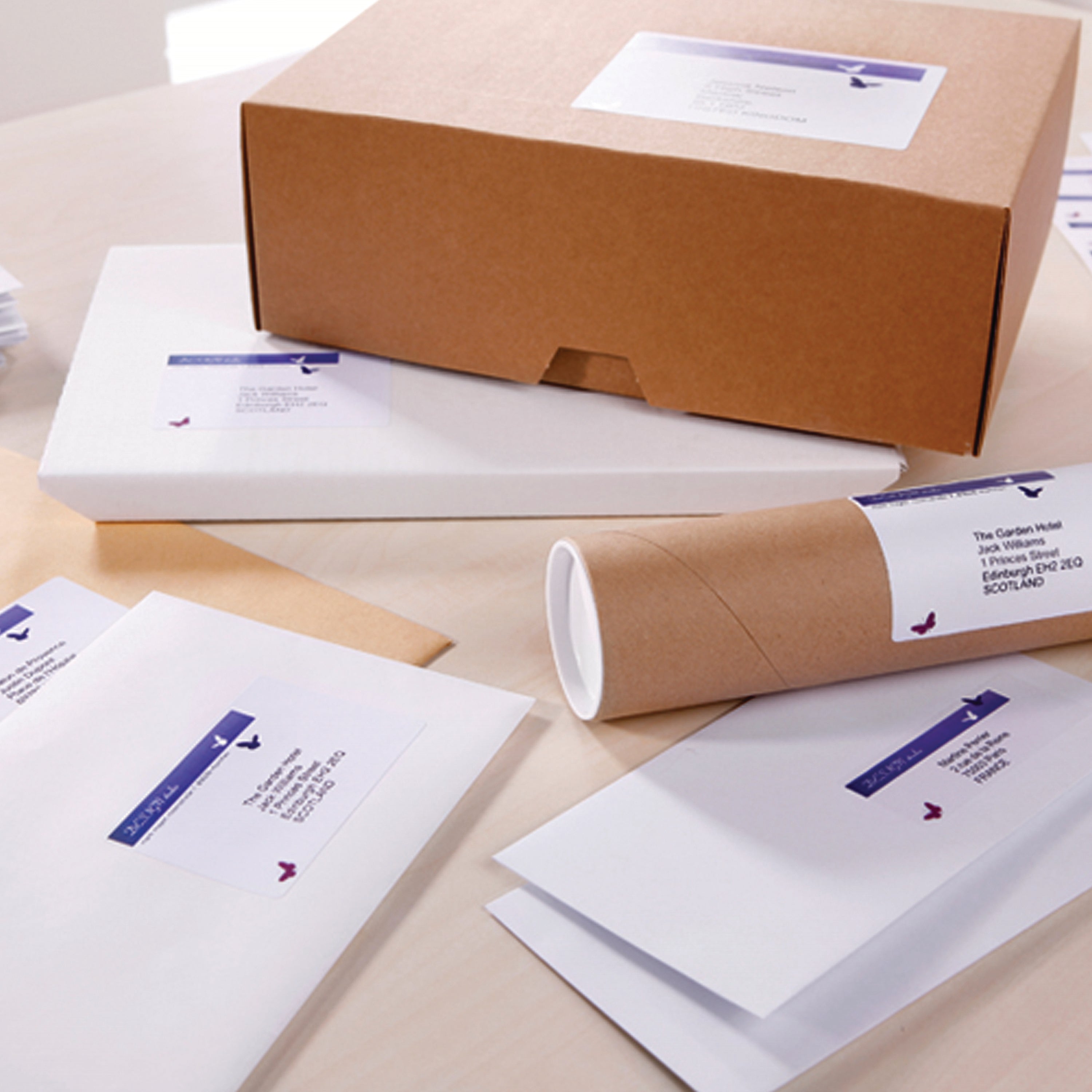 An Avery J8166 label used for shipping on a large package.