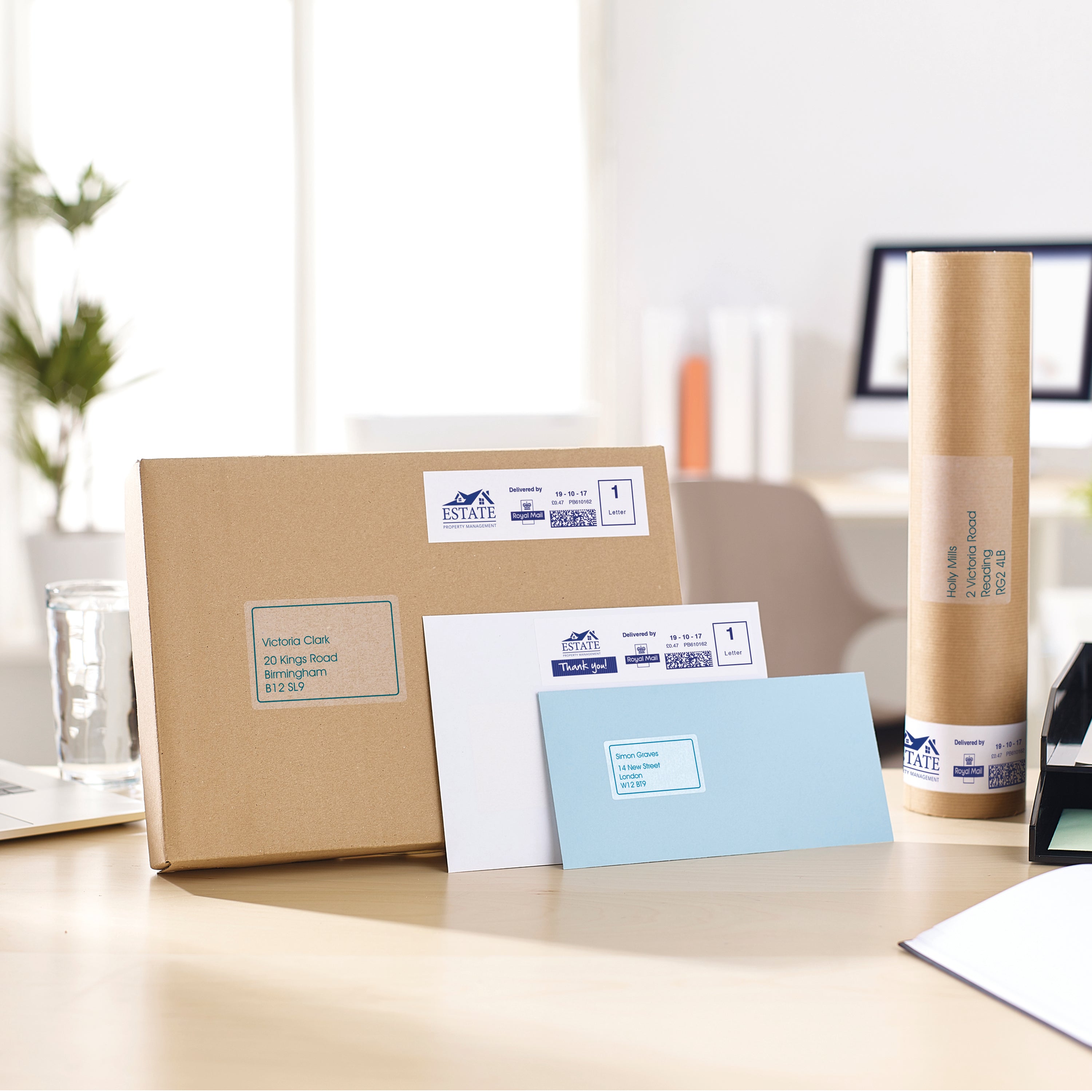 A seamless, professional look with an Avery clear label on a package.