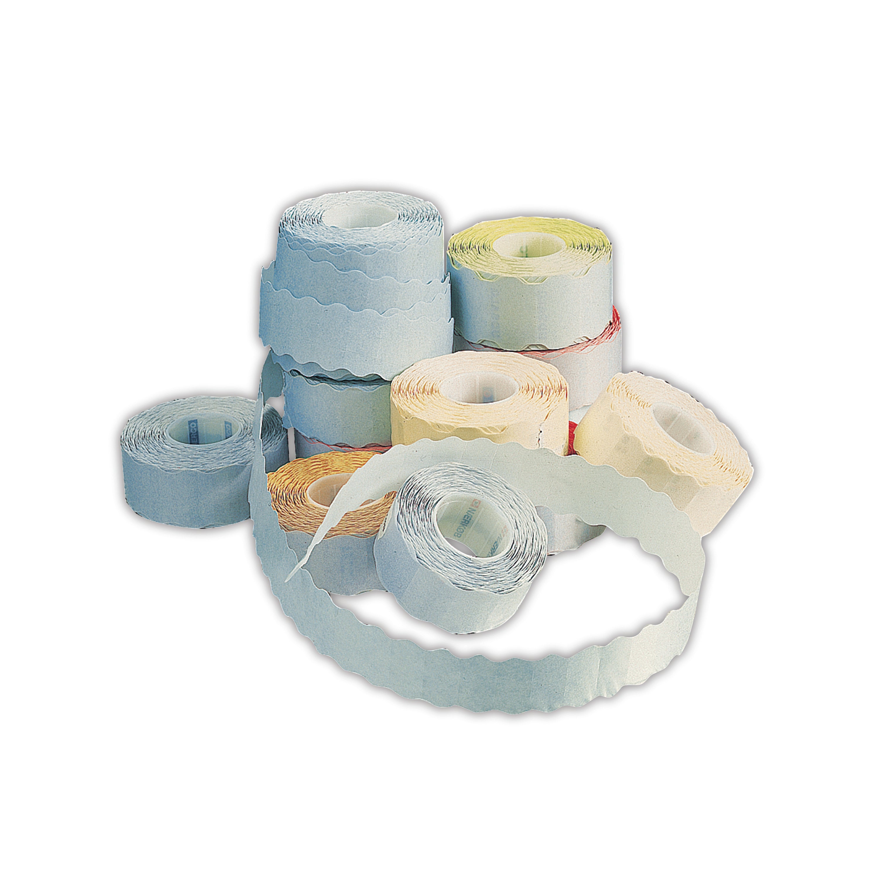 A roll of white 12x26mm Avery Dennison price marking labels.