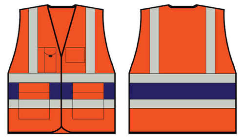 B-Seen Orange Executive Vest With Navy Blue Band