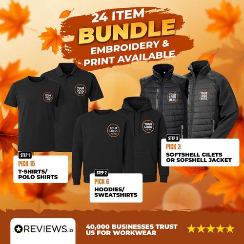 24 Item Embroidered/Printed Workwear Bundle Deal (Hoodies, Polo, Jackets & Gilet)