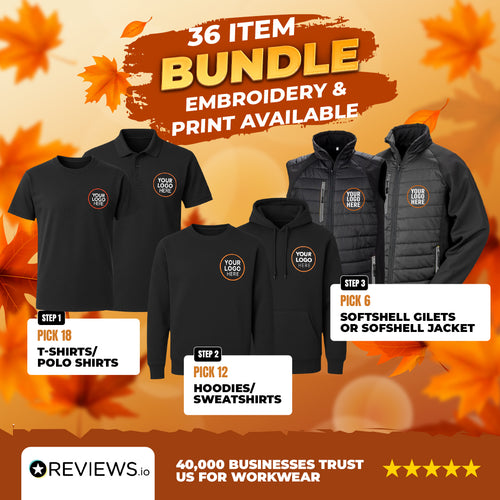 36 Item Embroidered/Printed Workwear Bundle Deal (Hoodies, Polo, Jackets & Gilet)