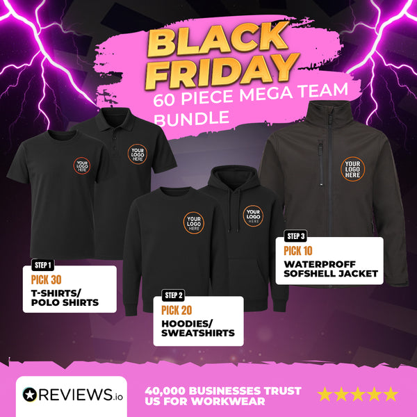 60 Piece Embroidered/Printed Workwear Bundle with Free Logo