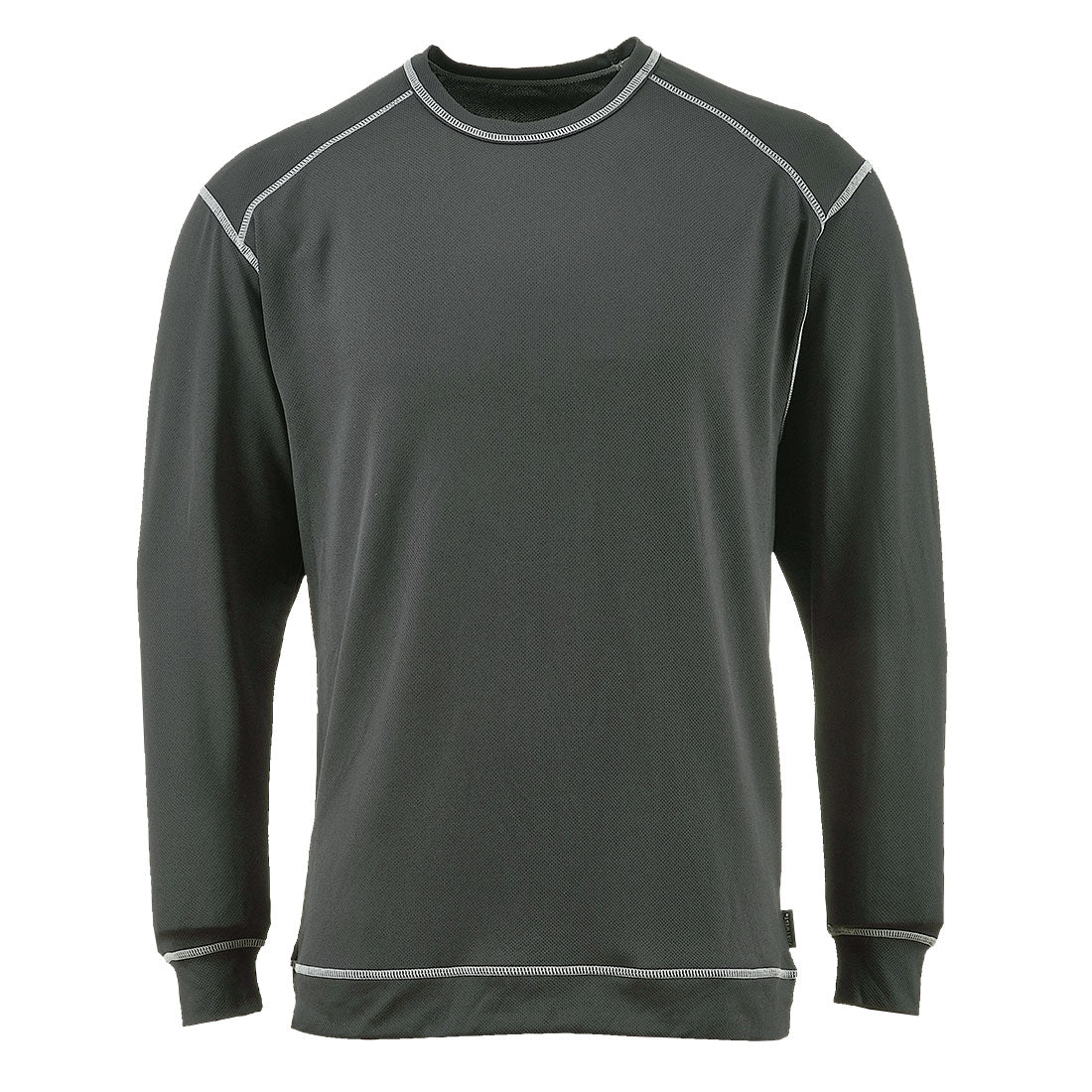 Studio shot of the Portwest Base Pro Antibacterial Top B153 in charcoal grey against a white background.