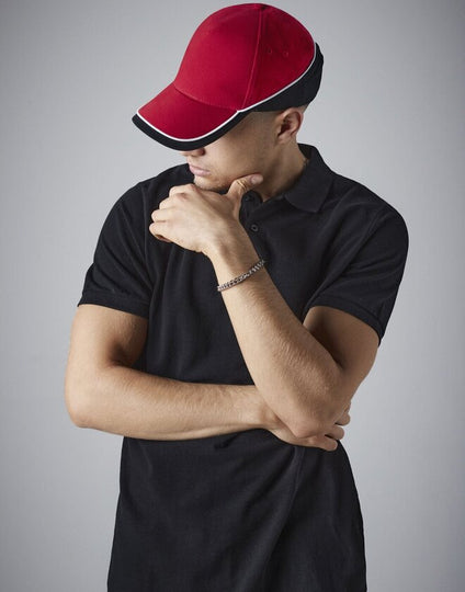 Side view of a Beechfield B171 6-panel snapback trucker cap.