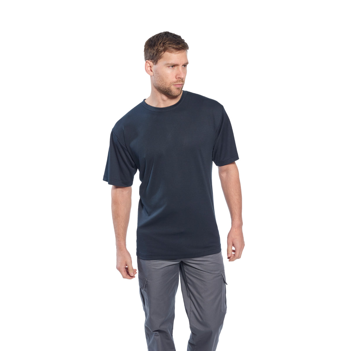 Model displaying back view of Portwest C701 Combat Trousers