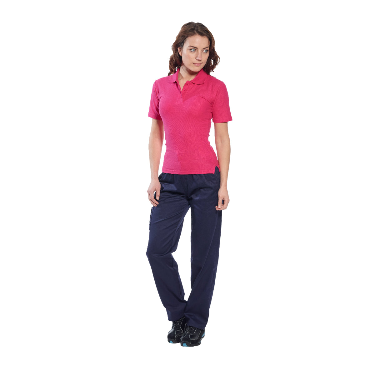 Model displaying back view of Portwest C099 Women's Combat Trousers