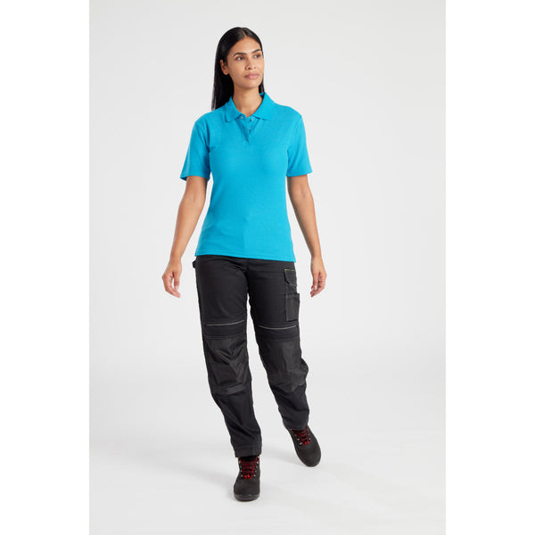 Side view of a model in the PW3 Women's Stretch Work Trouser, showing fit.