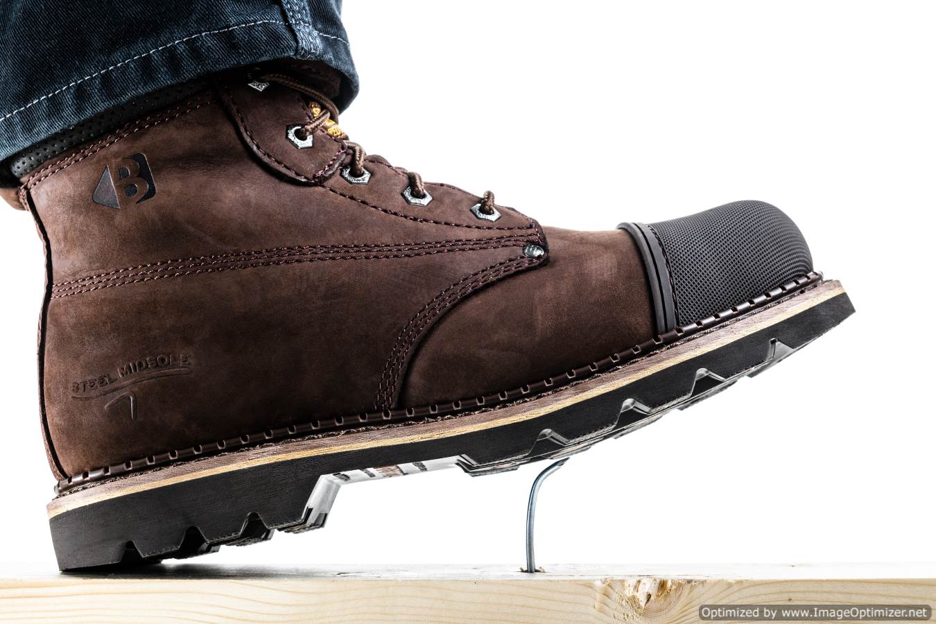 B301 Buckbootz Hard as Nails SB P HRO SRC Chocolate Oil Leather Goodyear Welted Safety Lace Boot