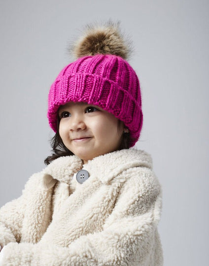 Beechfield Kids Fur Pom Pom Chunky Beanie