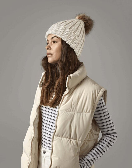 Beechfield Faux Fur Pom Pom Chunky Beanie