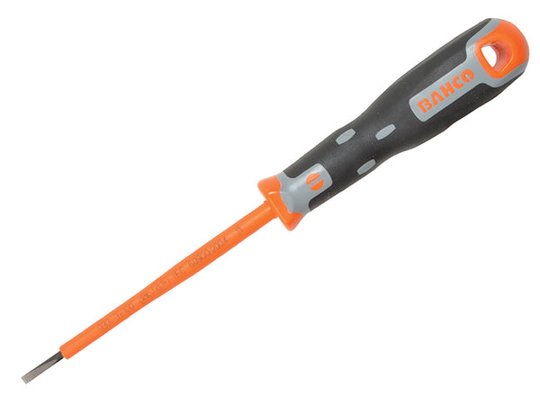 Bahco Tekno VDE insulated screwdriver with a 3.0mm slotted tip and ergonomic red handle.