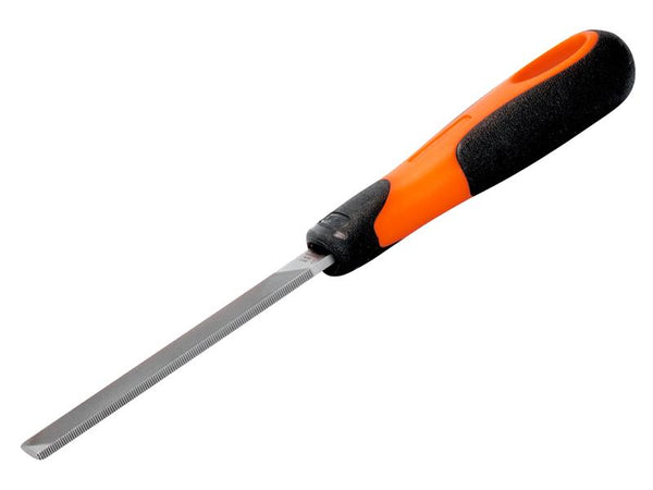 Bahco Ergo handled flat bastard cut file, 250mm (10in), with a two-component handle.