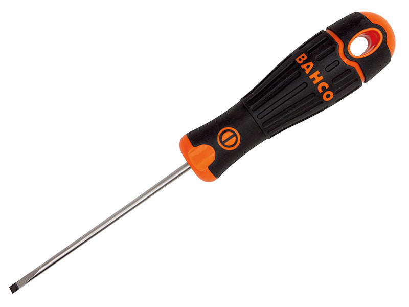 BahcoFit screwdriver with a long 100mm shank and a 3.0mm parallel slotted tip.
