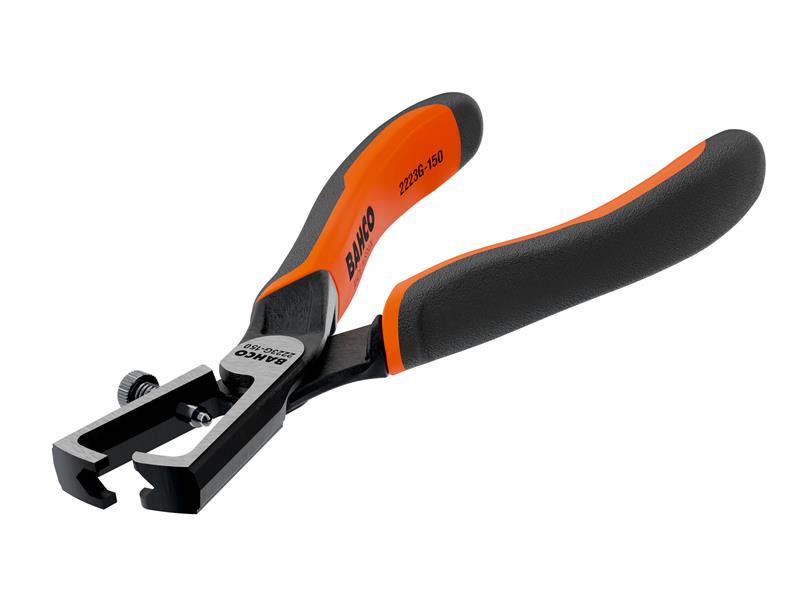 Bahco Ergo 150mm wire stripping pliers with self-opening handles and precision stripping holes.