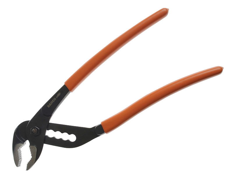 Heavy-duty Bahco 250mm slip joint pliers with hardened teeth for a secure grip.