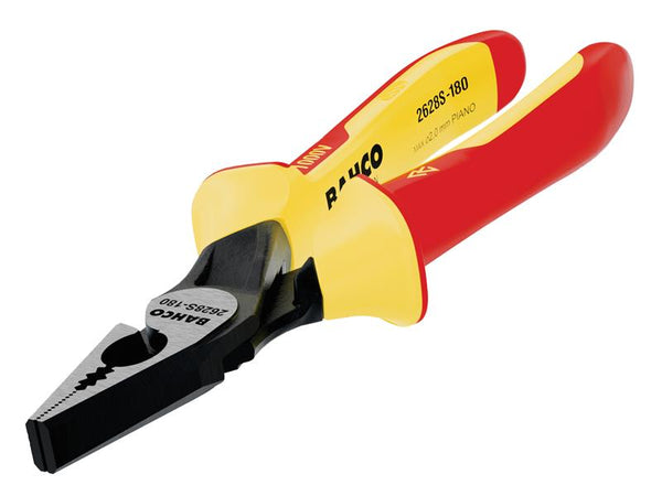 Bahco 180mm Ergo insulated combination pliers, VDE certified for live electrical work.