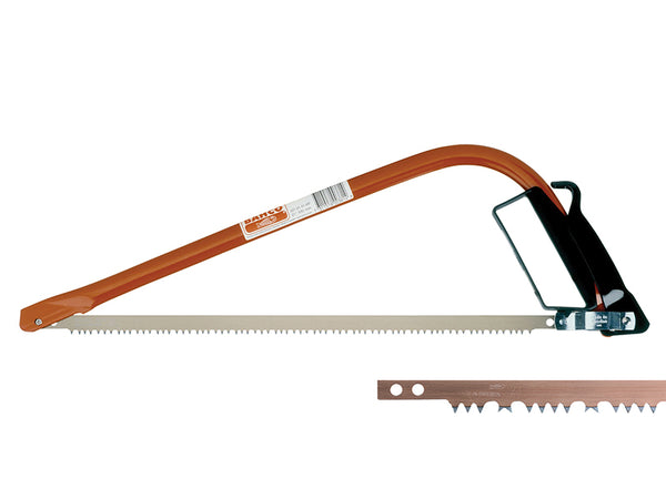 A full-blade view of the Bahco 530mm bowsaw, highlighting its peg tooth blade.