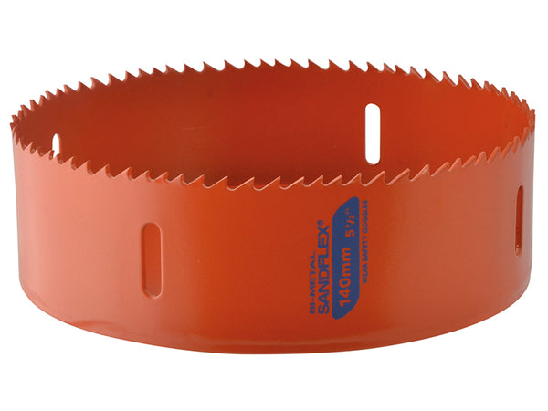 A 140mm Bahco bi-metal variable pitch holesaw for cutting metal, wood, and plastic.
