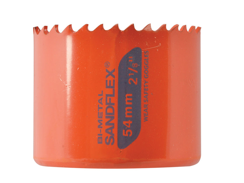 The 54mm Bahco VP series bi-metal holesaw on a slight angle.