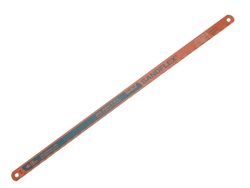 A 10-pack of Bahco Sandflex 18 TPI hacksaw blades for cutting thicker metals.