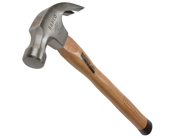 A 570g (20oz) Bahco claw hammer with a traditional, shock-absorbing hickory shaft.